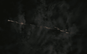 NASA astronaut Chris Wilson photographed what was likely orbital debris reentering Earth's atmosphere in April.